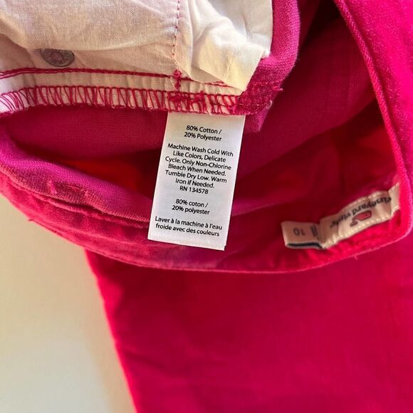 NWOT Vineyard Vines Hot Pink Velvet Pants with Navy Embroidered Whales Size 10 - Picture 4 of 10